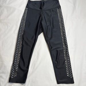 Electric Yoga Black Cropped Leggings with Silver Accents